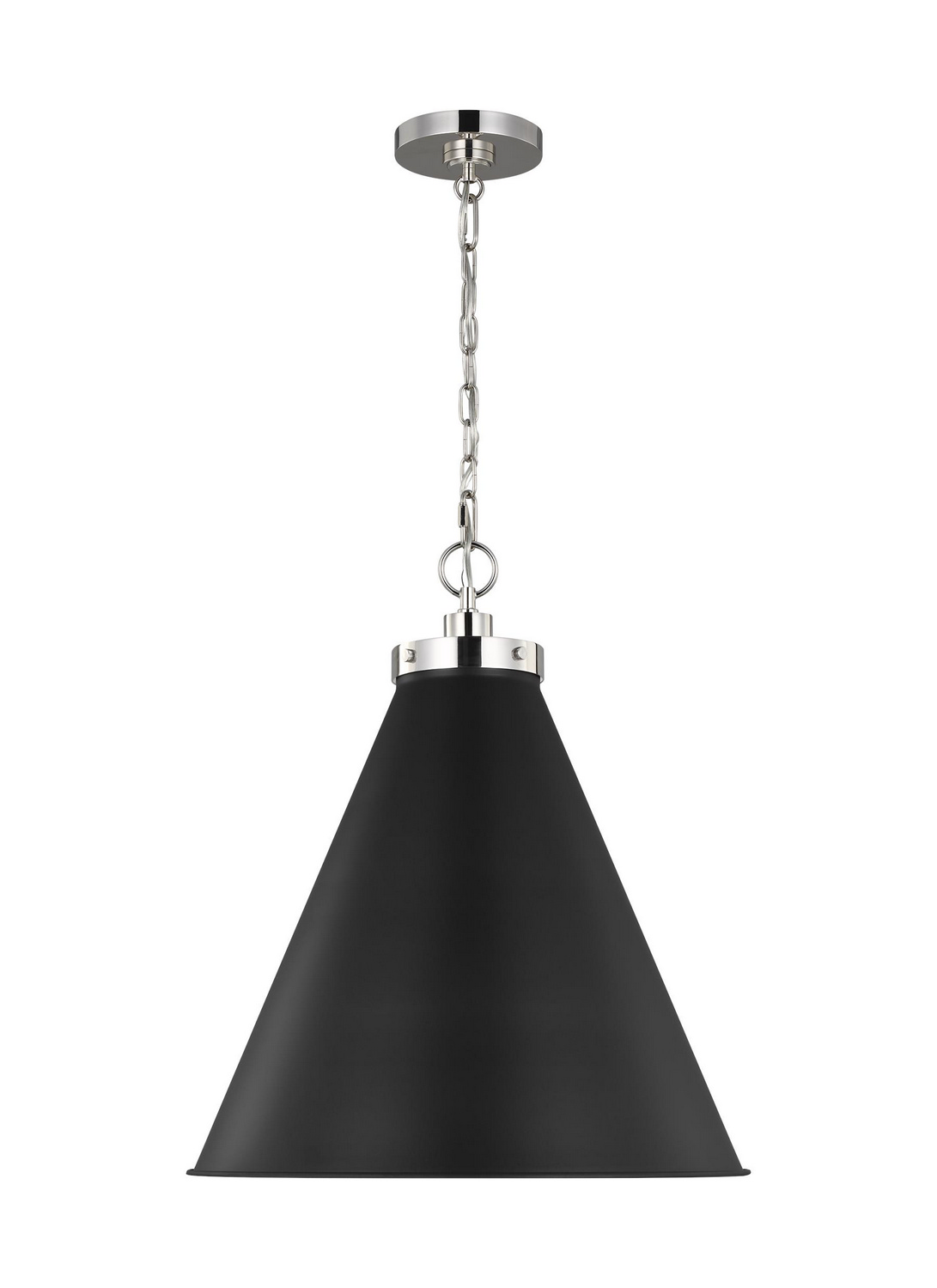 Visual Comfort Studio Wellfleet One Light Pendant in Midnight Black and Polished Nickel - CP1281MBKPN