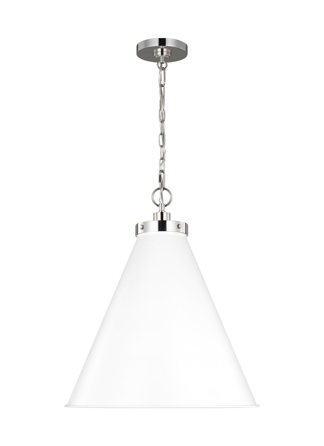 Visual Comfort Studio Wellfleet One Light Pendant in Matte White and Polished Nickel - CP1281MWTPN