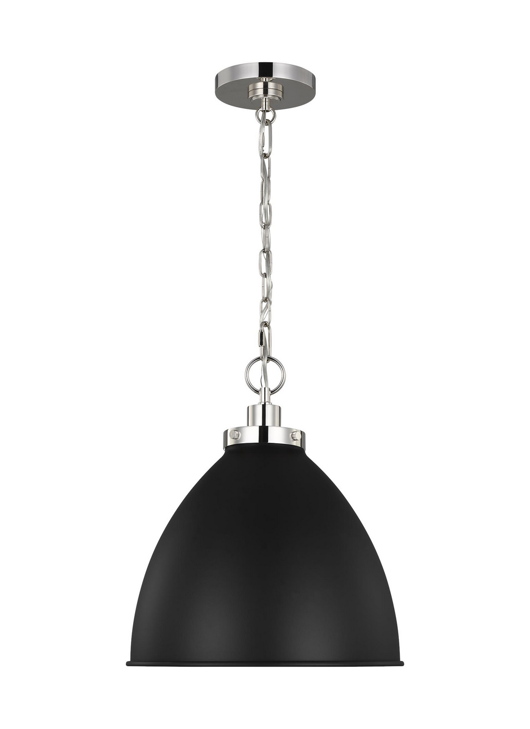 Visual Comfort Studio Wellfleet One Light Pendant in Midnight Black and Polished Nickel - CP1291MBKPN