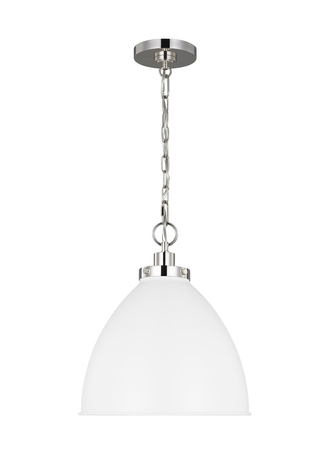 Visual Comfort Studio Wellfleet One Light Pendant in Matte White and Polished Nickel - CP1291MWTPN