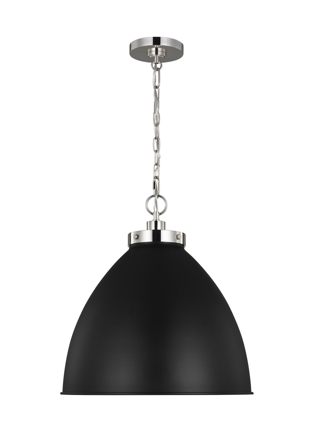 Visual Comfort Studio Wellfleet One Light Pendant in Midnight Black and Polished Nickel - CP1301MBKPN