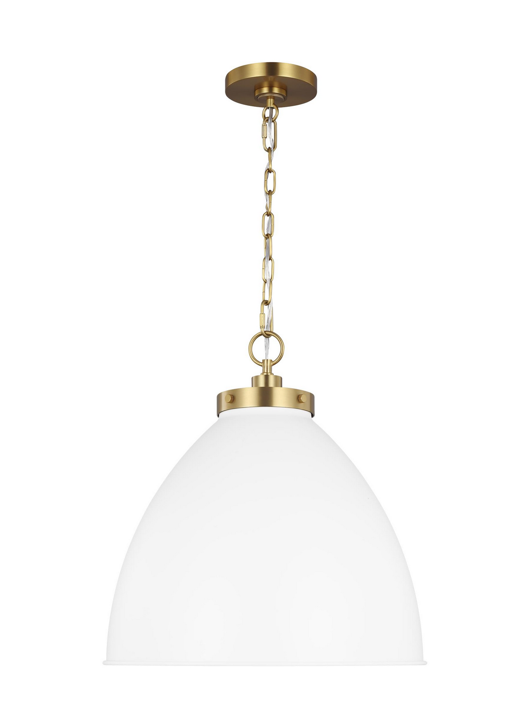 Visual Comfort Studio Wellfleet One Light Pendant in Matte White and Burnished Brass - CP1301MWTBBS