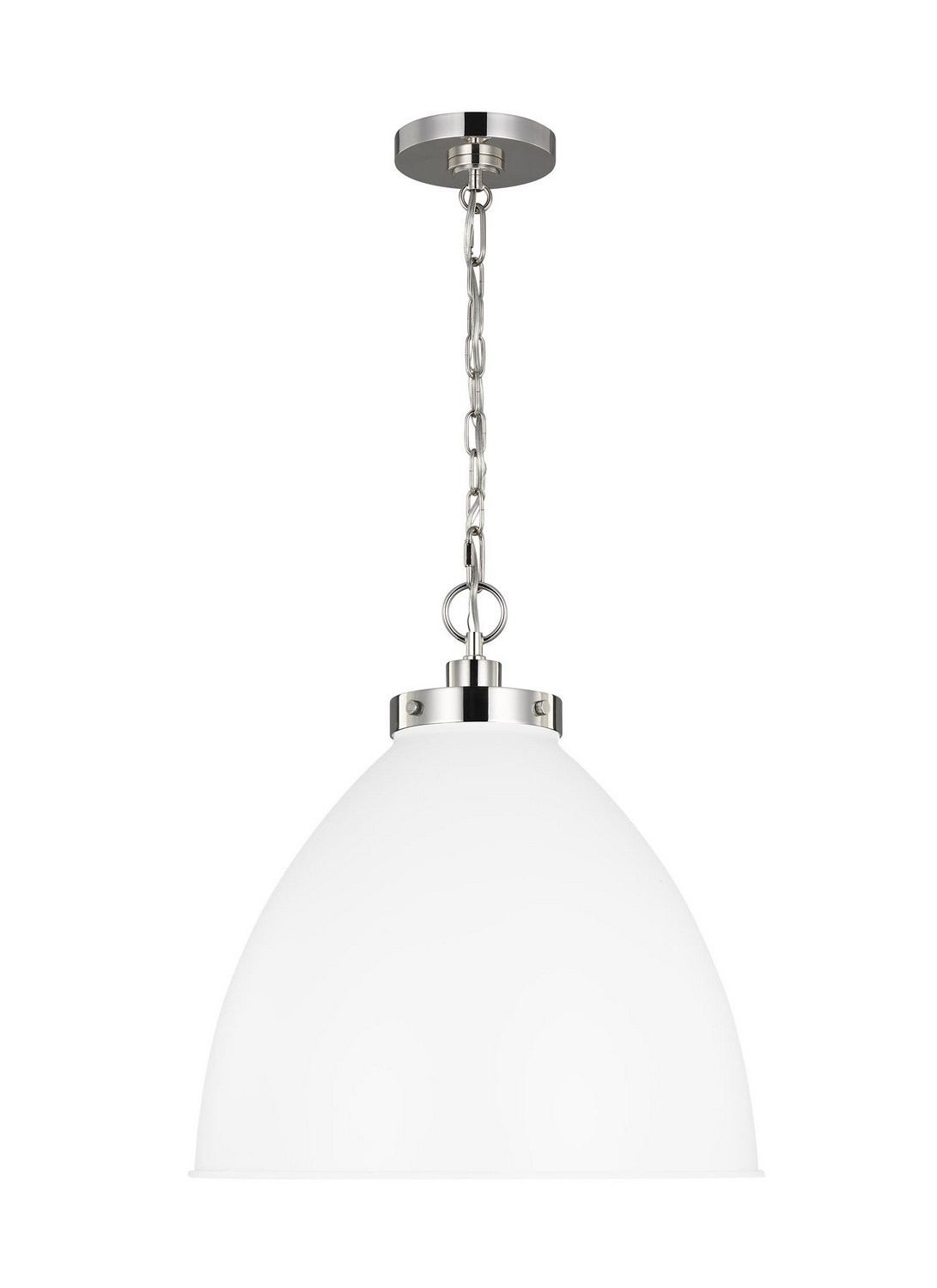 Visual Comfort Studio Wellfleet One Light Pendant in Matte White and Polished Nickel - CP1301MWTPN