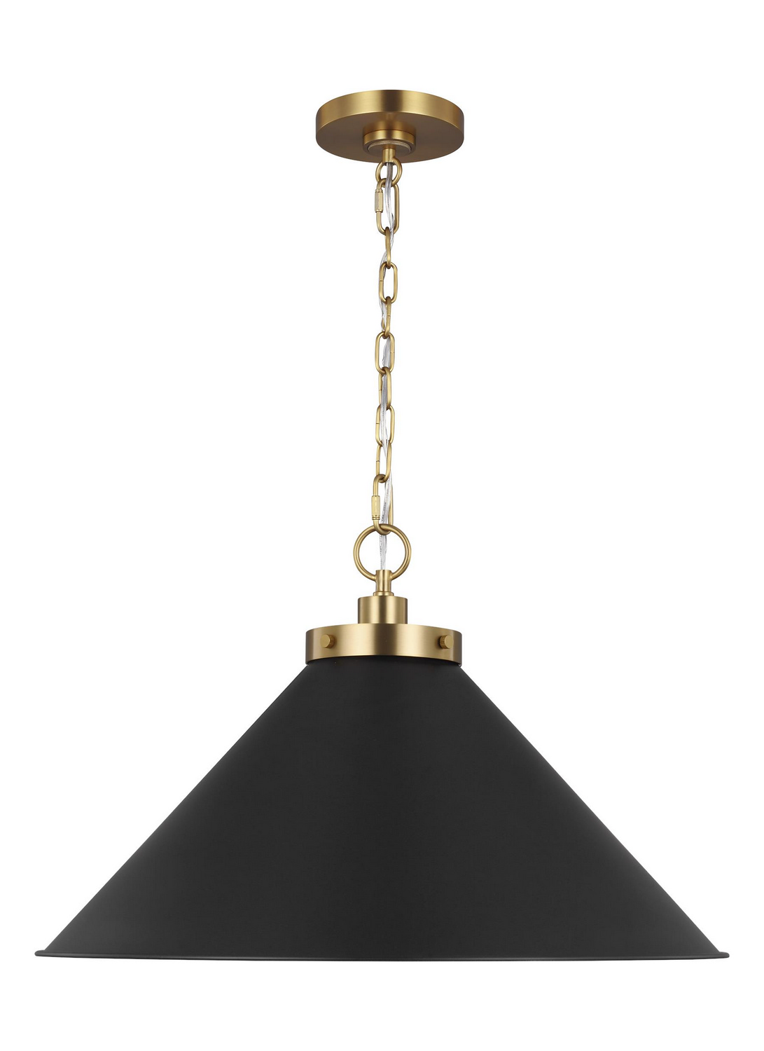 Visual Comfort Studio Wellfleet One Light Pendant in Midnight Black and Burnished Brass - CP1311MBKBBS