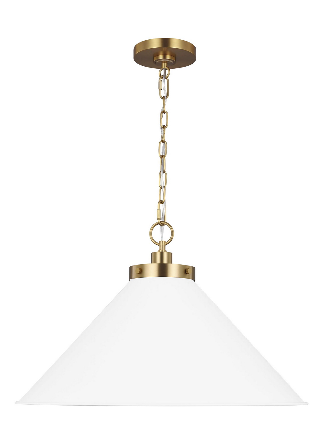 Visual Comfort Studio Wellfleet One Light Pendant in Matte White and Burnished Brass - CP1311MWTBBS