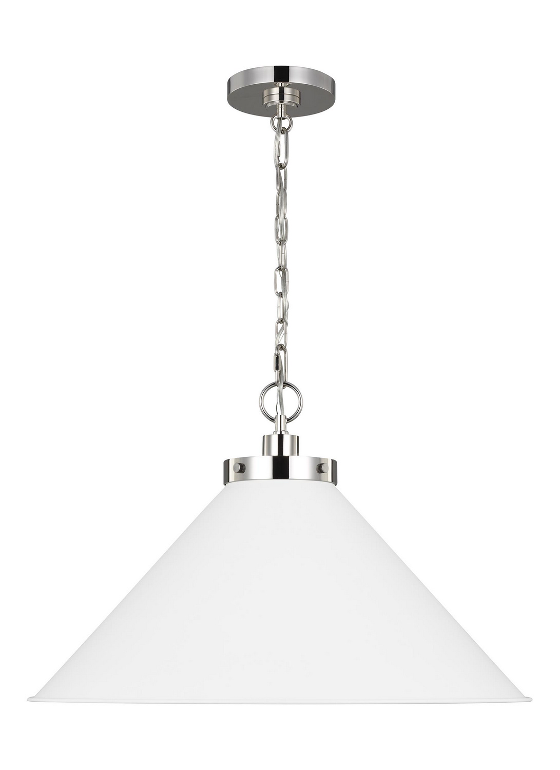 Visual Comfort Studio Wellfleet One Light Pendant in Matte White and Polished Nickel - CP1311MWTPN