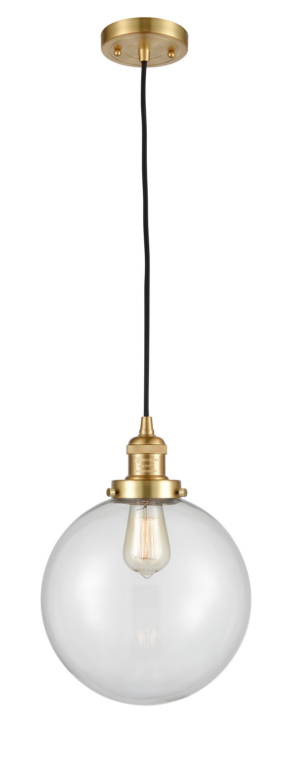 LED Mini Pendant by Innovations - Franklin Restoration Collection, Satin Gold Finish - 201C-SG-G202-10-LED