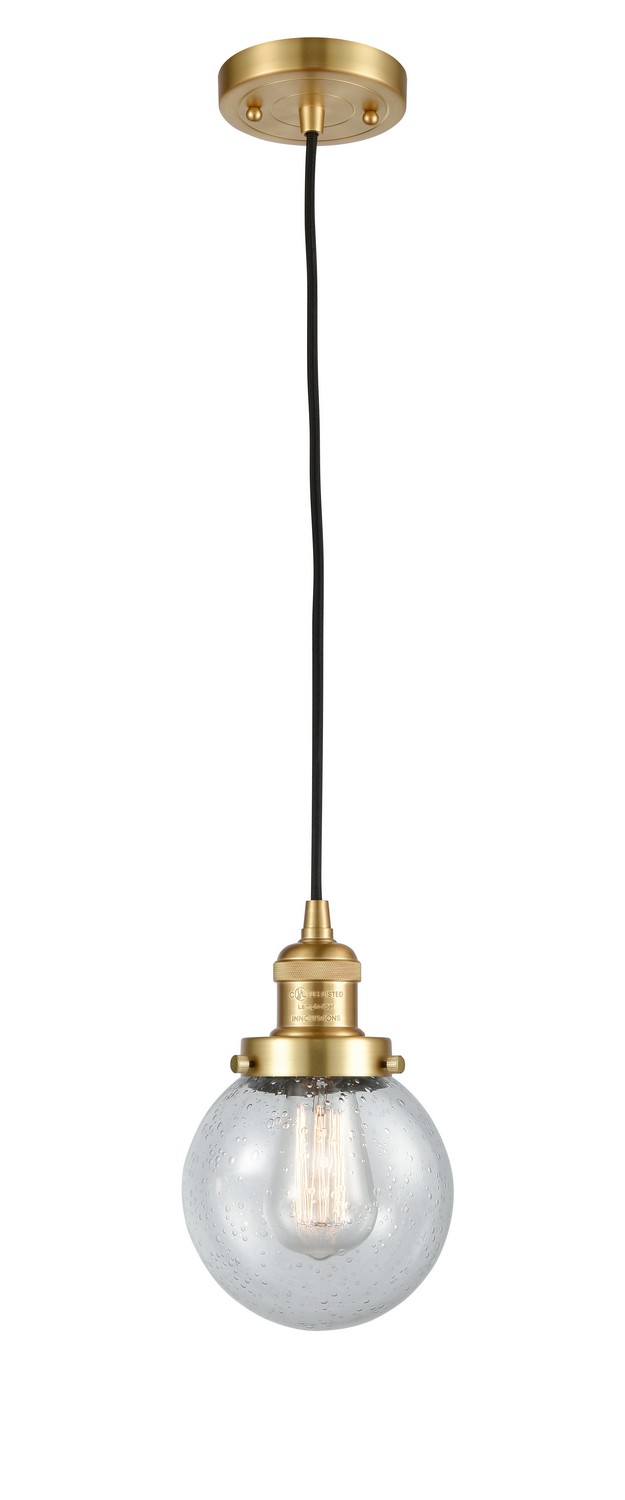 LED Mini Pendant by Innovations - Franklin Restoration Collection, Satin Gold Finish - 201C-SG-G204-6-LED