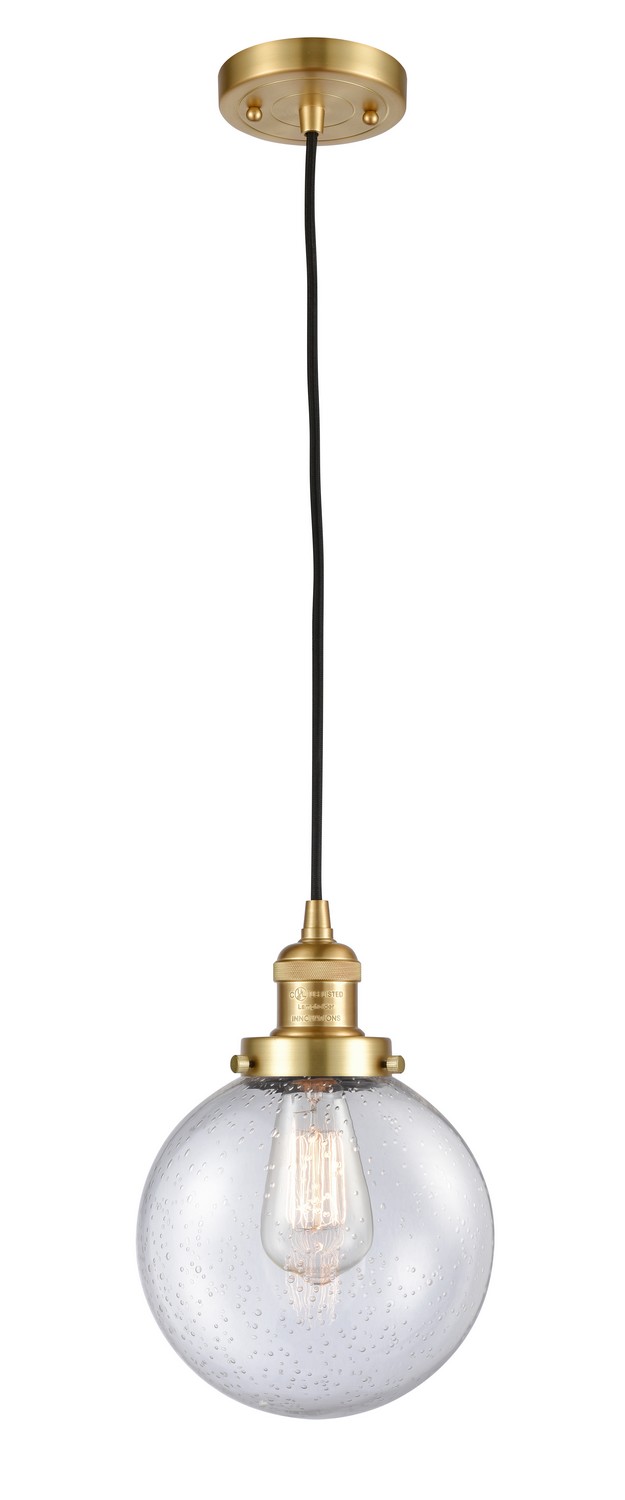 LED Mini Pendant by Innovations - Franklin Restoration Collection, Satin Gold Finish - 201C-SG-G204-8-LED