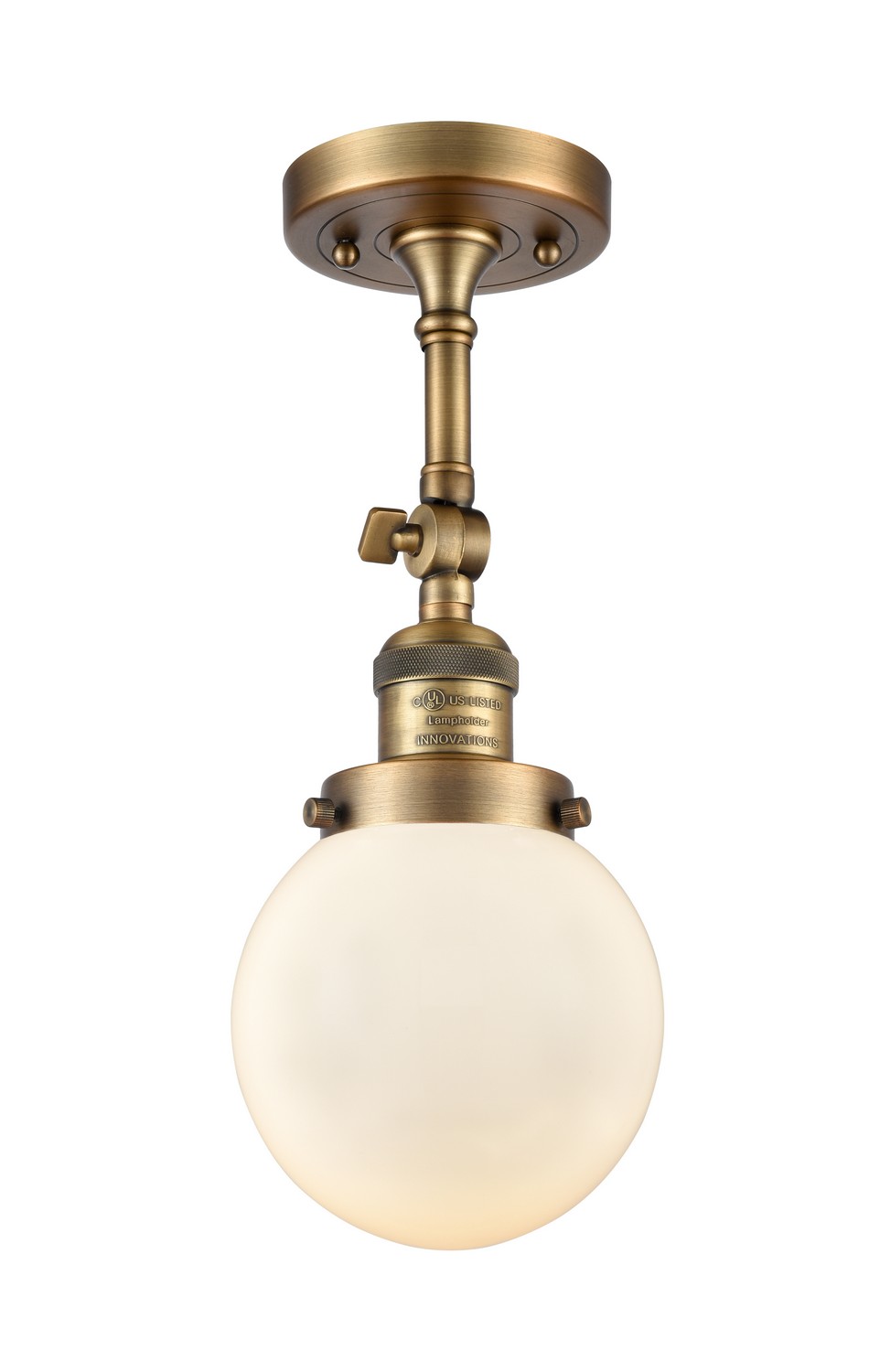 LED Semi-Flush Mount by Innovations - Franklin Restoration Collection, Brushed Brass Finish - 201F-BB-G201-6-LED