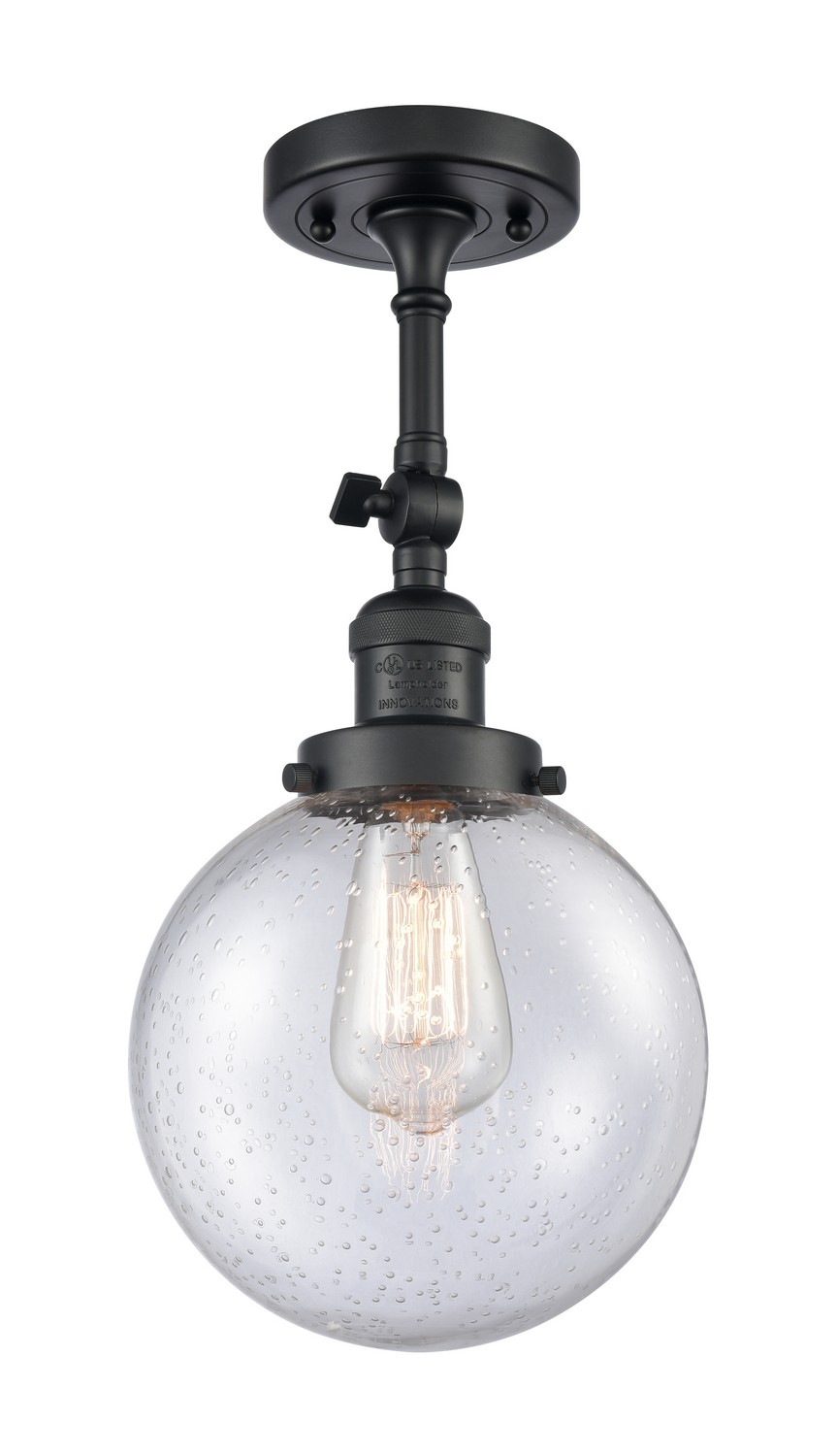 LED Semi-Flush Mount by Innovations - Franklin Restoration Collection, Matte Black Finish - 201F-BK-G204-8-LED