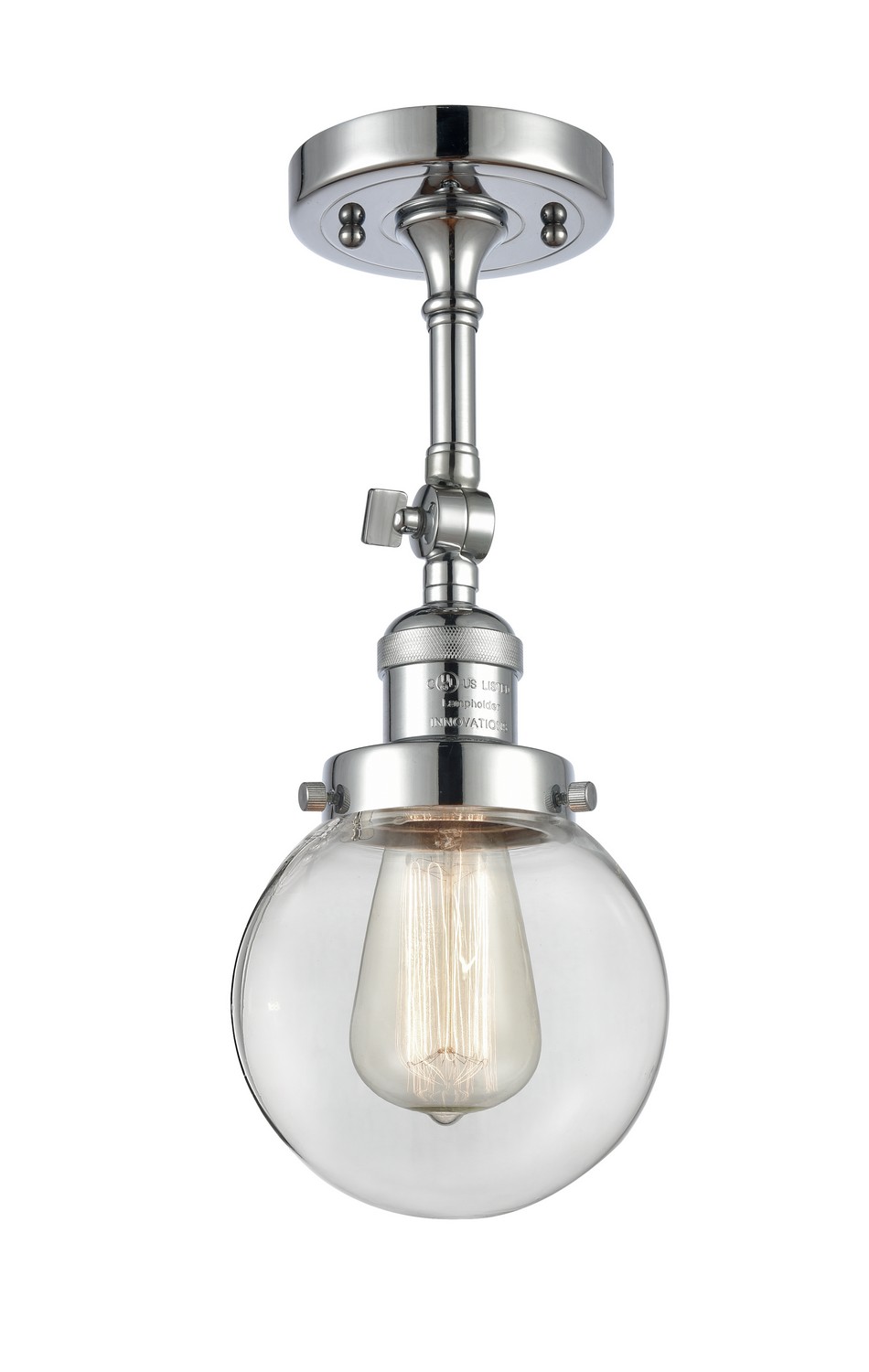 LED Semi-Flush Mount by Innovations - Franklin Restoration Collection, Polished Chrome Finish - 201F-PC-G202-6-LED