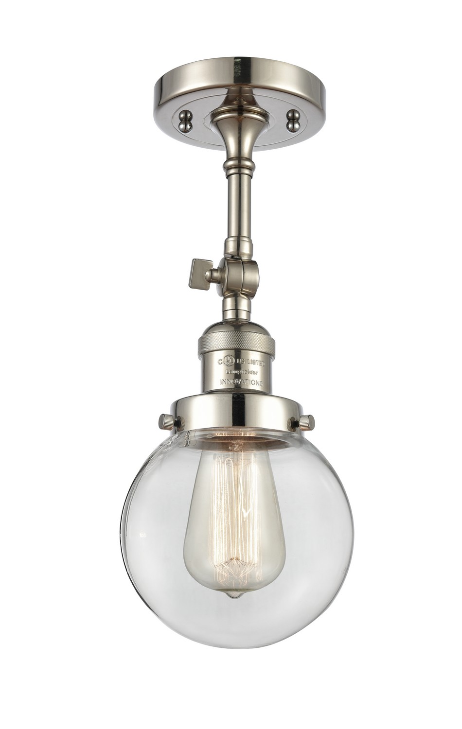 LED Semi-Flush Mount by Innovations - Franklin Restoration Collection, Polished Nickel Finish - 201F-PN-G202-6-LED