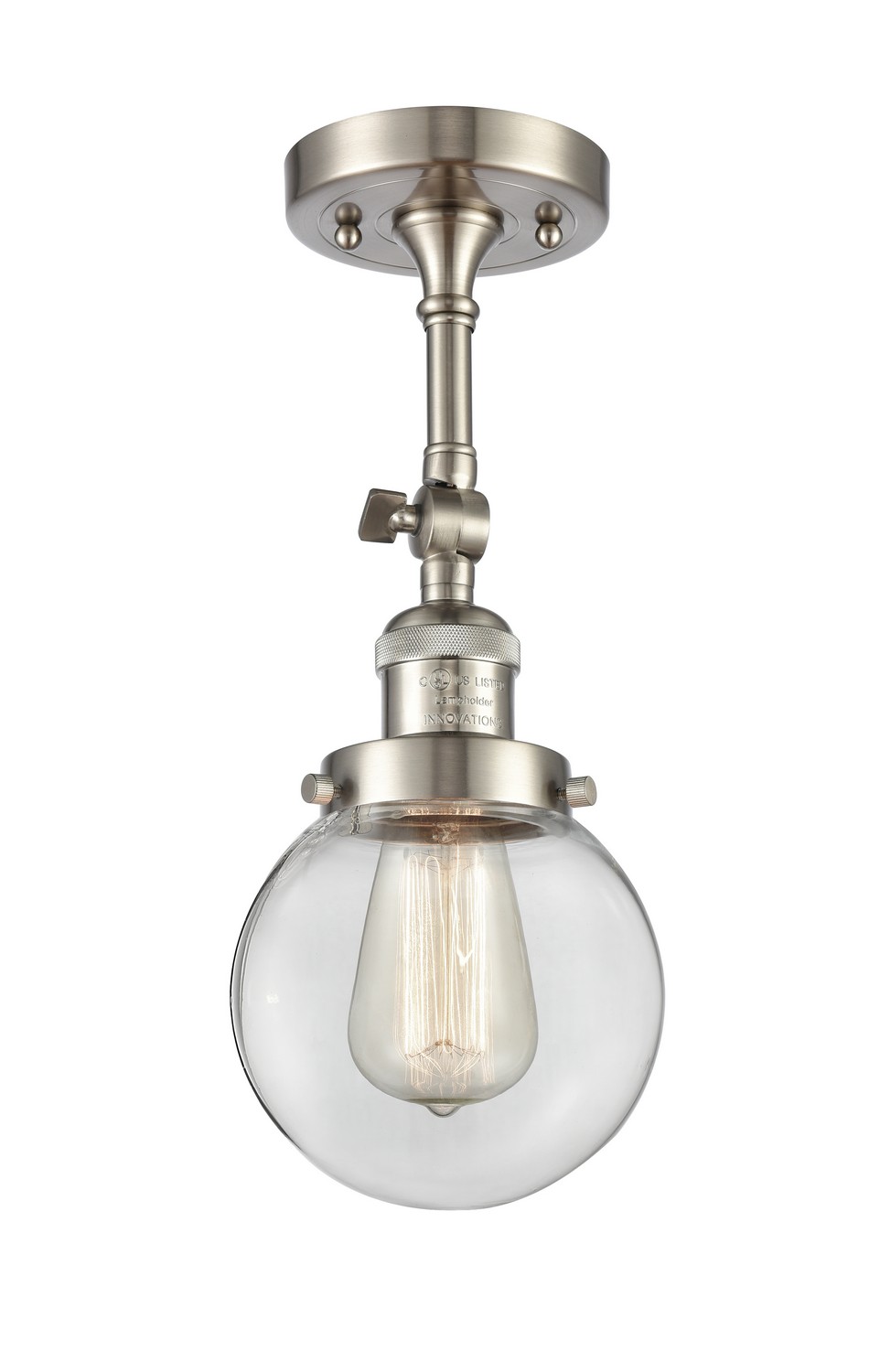 LED Semi-Flush Mount by Innovations - Franklin Restoration Collection, Brushed Satin Nickel Finish - 201F-SN-G202-6-LED