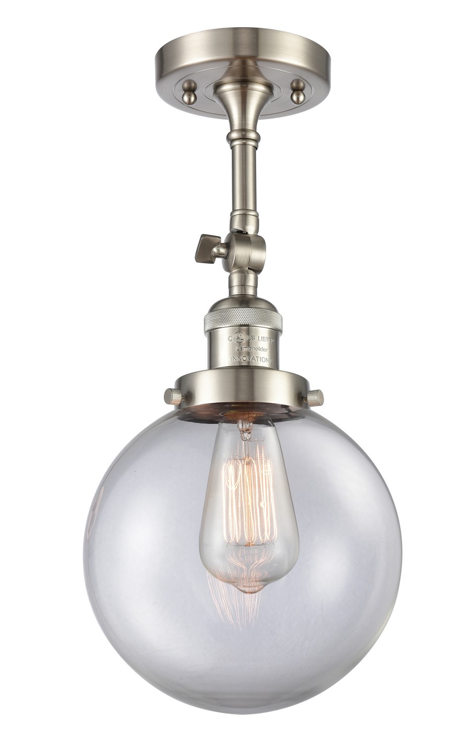 LED Semi-Flush Mount by Innovations - Franklin Restoration Collection, Brushed Satin Nickel Finish - 201F-SN-G202-8-LED