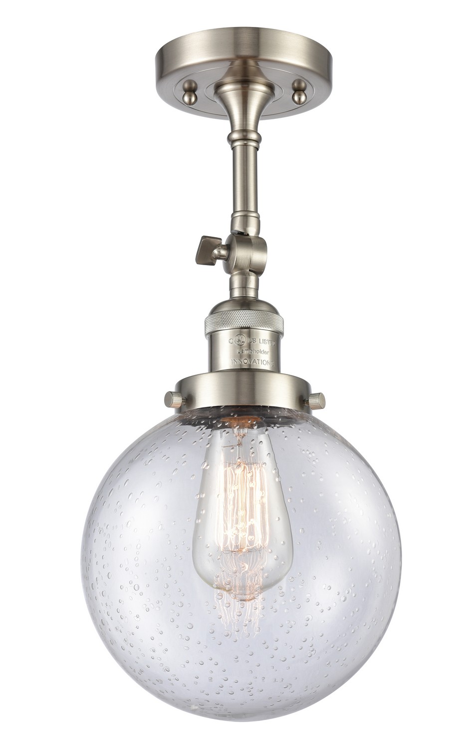 LED Semi-Flush Mount by Innovations - Franklin Restoration Collection, Brushed Satin Nickel Finish - 201F-SN-G204-8-LED