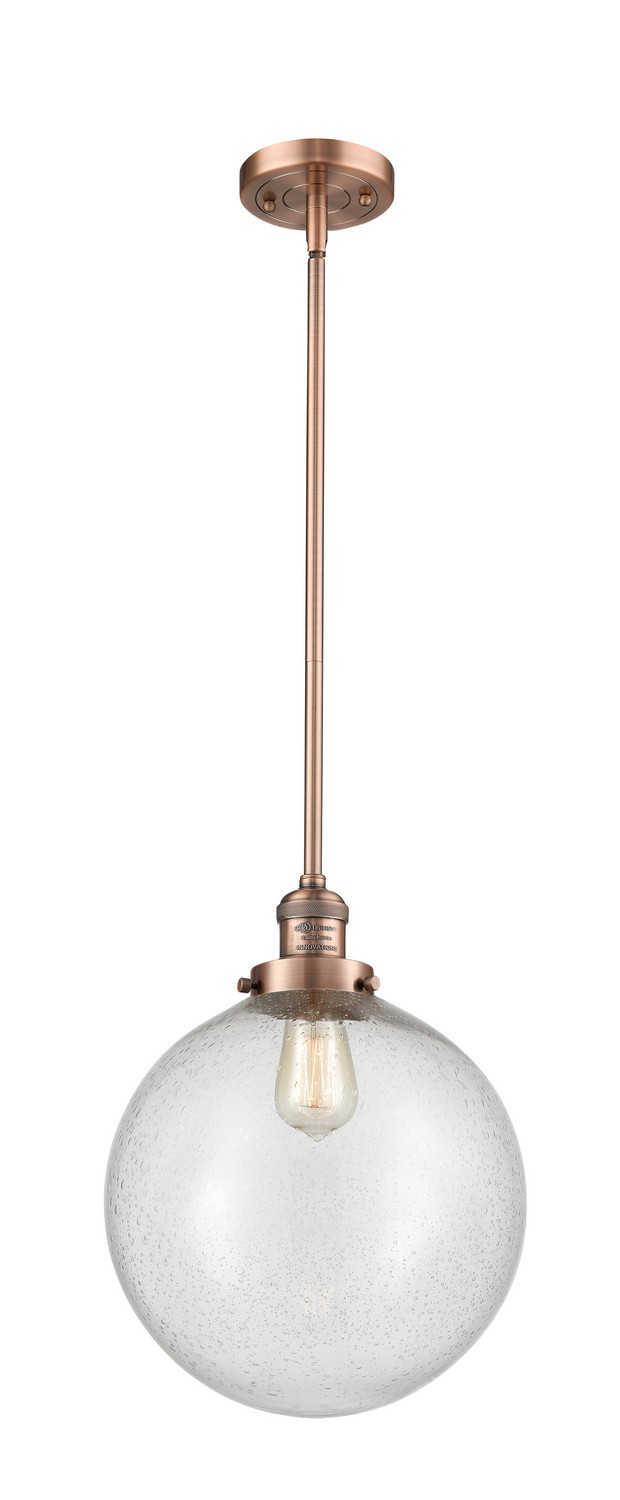 LED Mini Pendant by Innovations - Franklin Restoration Collection, Antique Copper Finish - 201S-AC-G204-12-LED