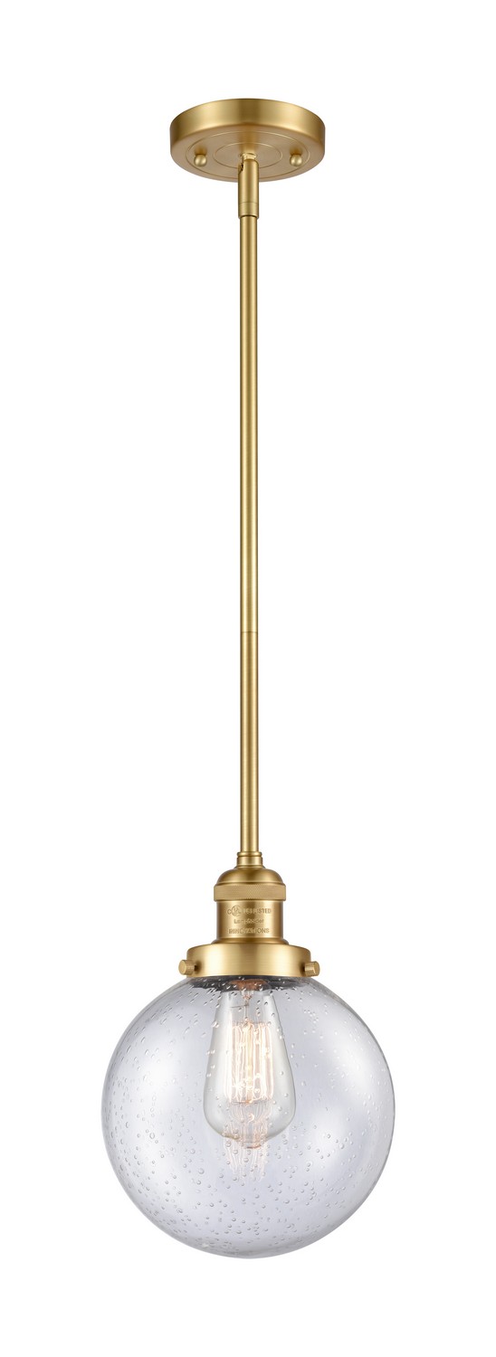 LED Mini Pendant by Innovations - Franklin Restoration Collection, Satin Gold Finish - 201S-SG-G204-8-LED