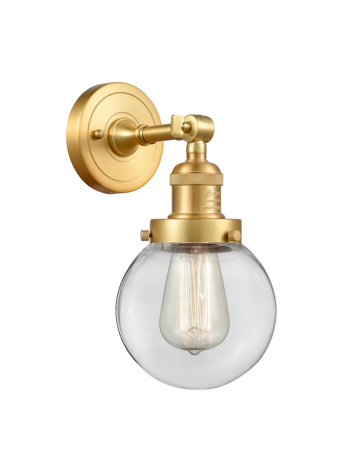 LED Wall Sconce by Innovations - Franklin Restoration Collection, Satin Gold Finish - 203-SG-G202-6-LED