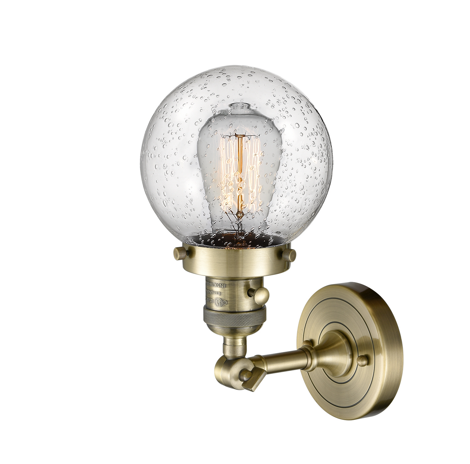 LED Wall Sconce by Innovations - Franklin Restoration Collection, Antique Brass Finish - 203SW-AB-G204-6-LED