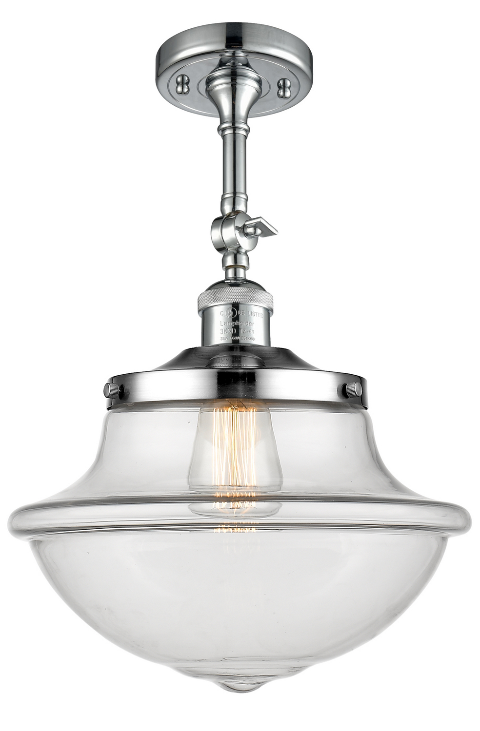 One Light Semi-Flush Mount by Innovations - Franklin Restoration Collection, Polished Chrome Finish - 201F-PC-G542