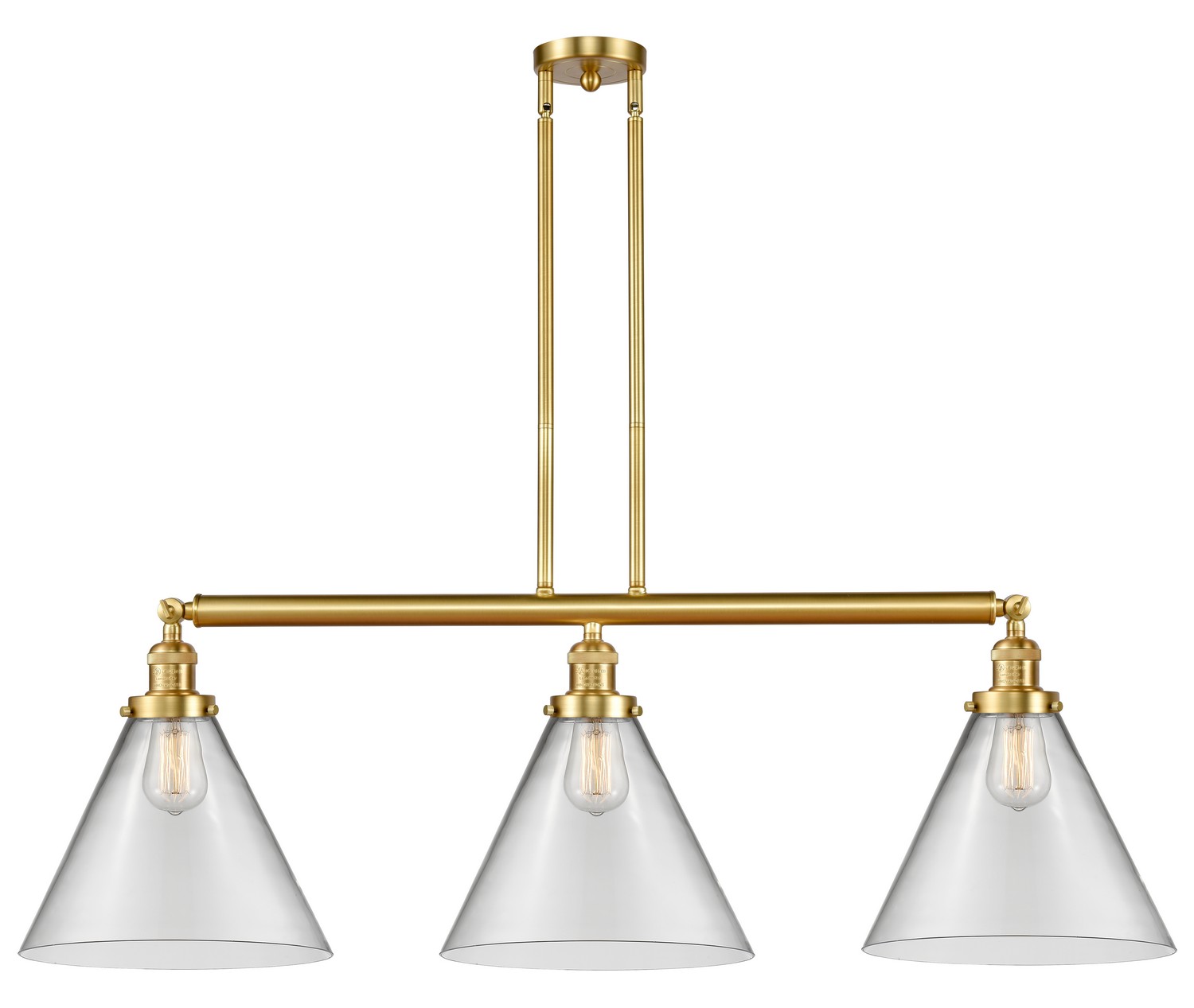 Three Light Island Pendant by Innovations - Franklin Restoration Collection, Satin Gold Finish - 213-SG-G42-L