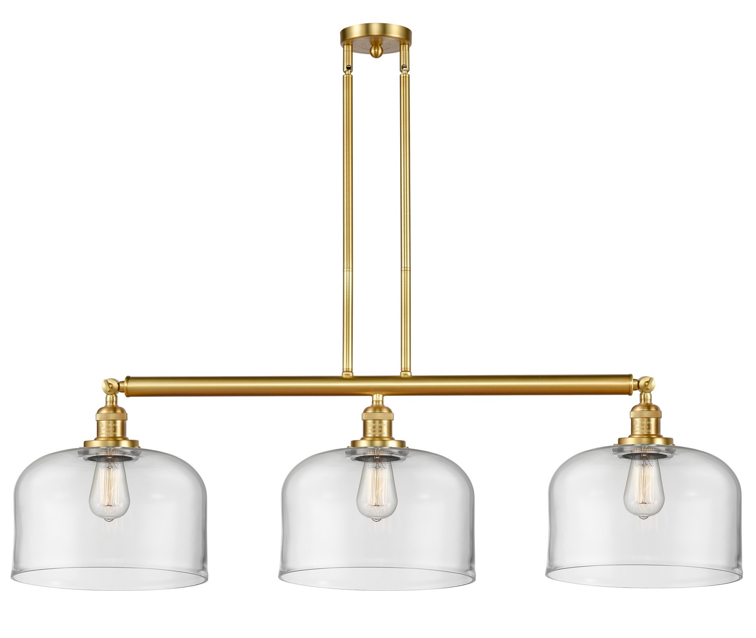 Three Light Island Pendant by Innovations - Franklin Restoration Collection, Satin Gold Finish - 213-SG-G72-L