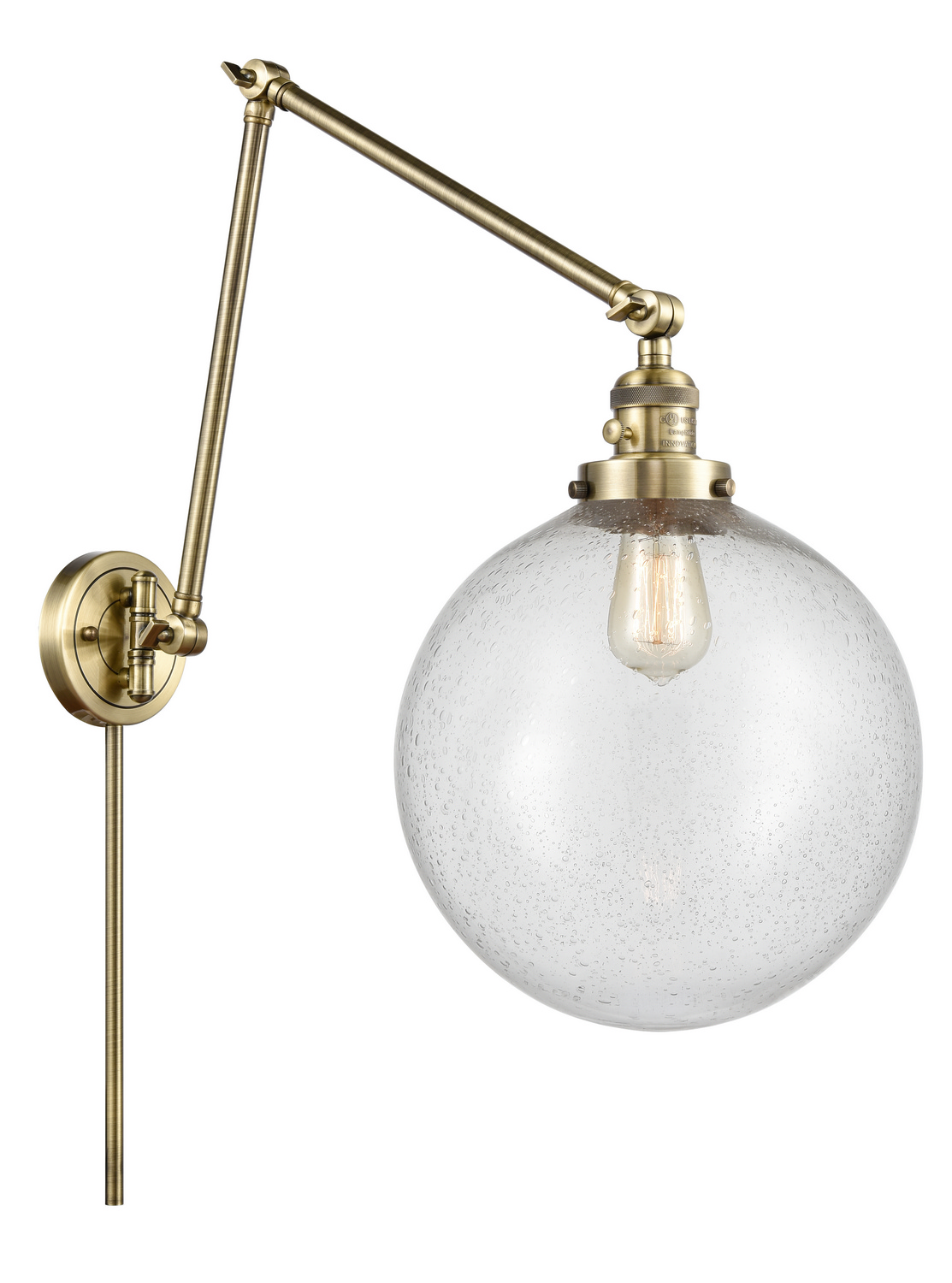 One Light Swing Arm by Innovations - Franklin Restoration Collection, Antique Brass Finish - 238-AB-G204-12