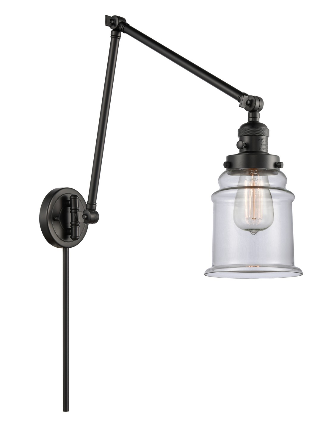 LED Swing Arm by Innovations - Franklin Restoration Collection, Matte Black Finish - 238-BK-G182-LED