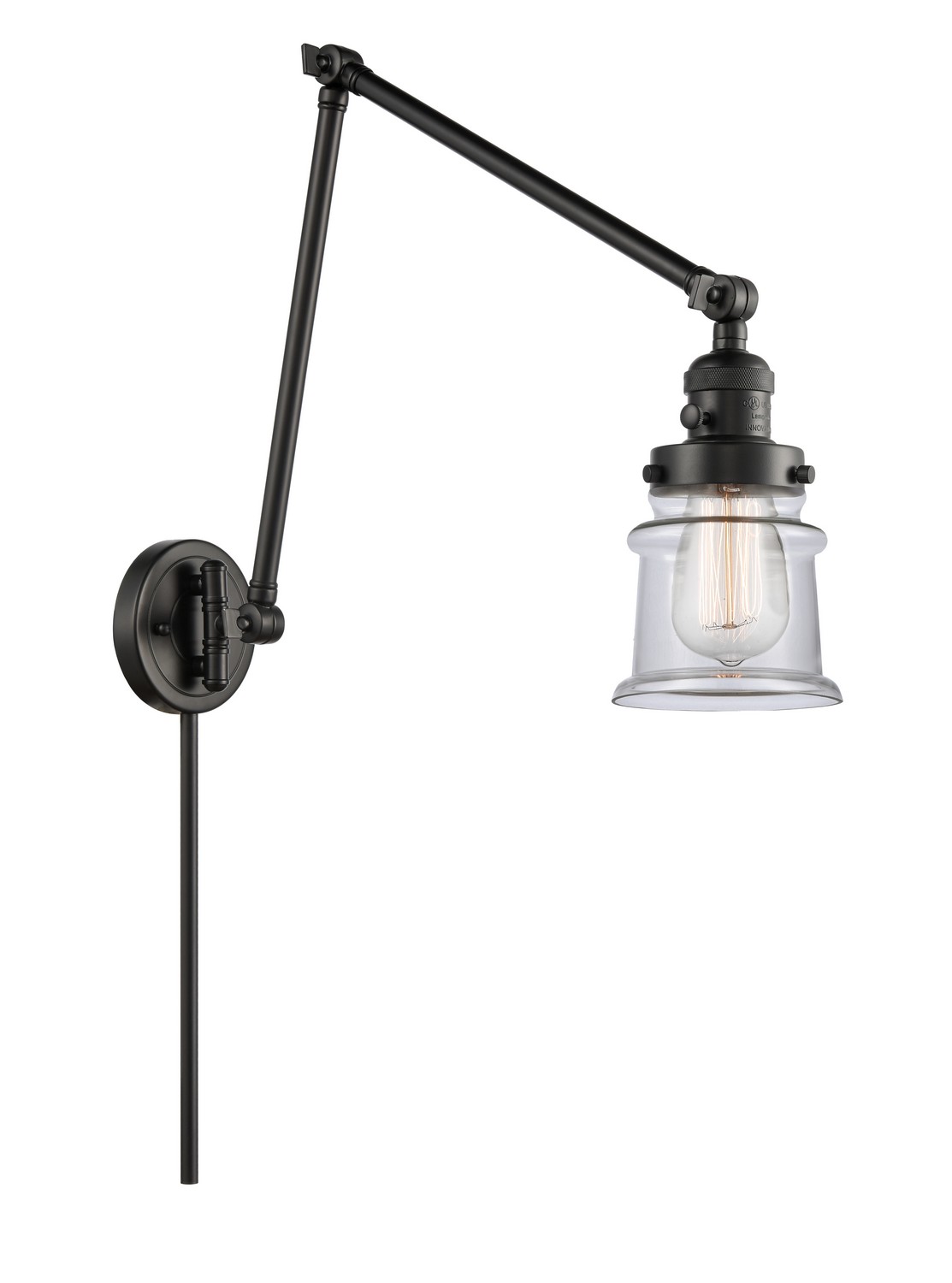 LED Swing Arm by Innovations - Franklin Restoration Collection, Matte Black Finish - 238-BK-G182S-LED