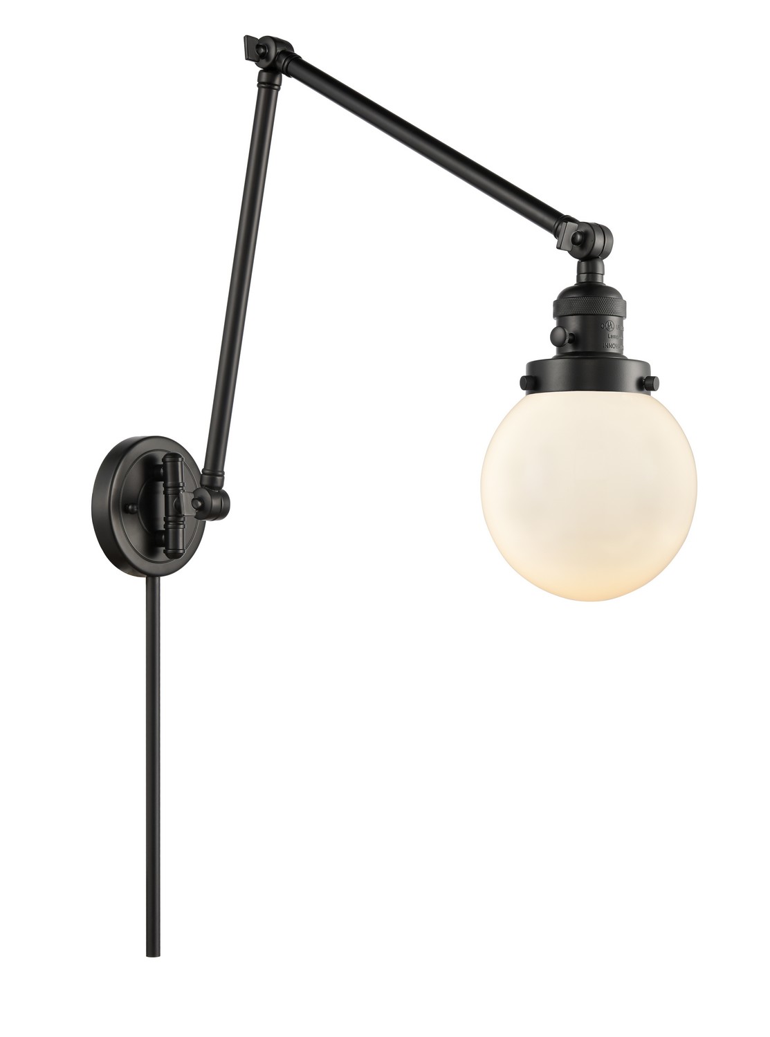 LED Swing Arm by Innovations - Franklin Restoration Collection, Matte Black Finish - 238-BK-G201-6-LED