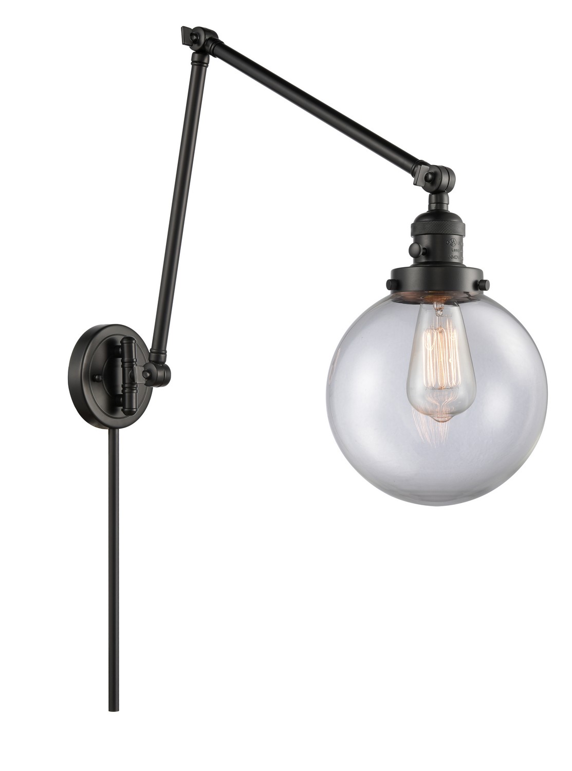 LED Swing Arm by Innovations - Franklin Restoration Collection, Matte Black Finish - 238-BK-G202-8-LED
