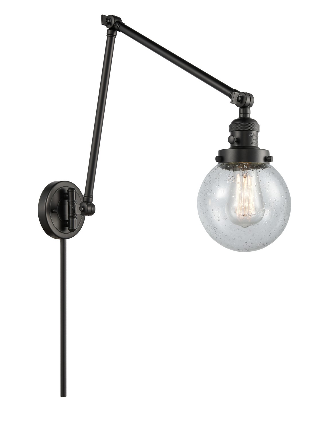 LED Swing Arm by Innovations - Franklin Restoration Collection, Matte Black Finish - 238-BK-G204-6-LED