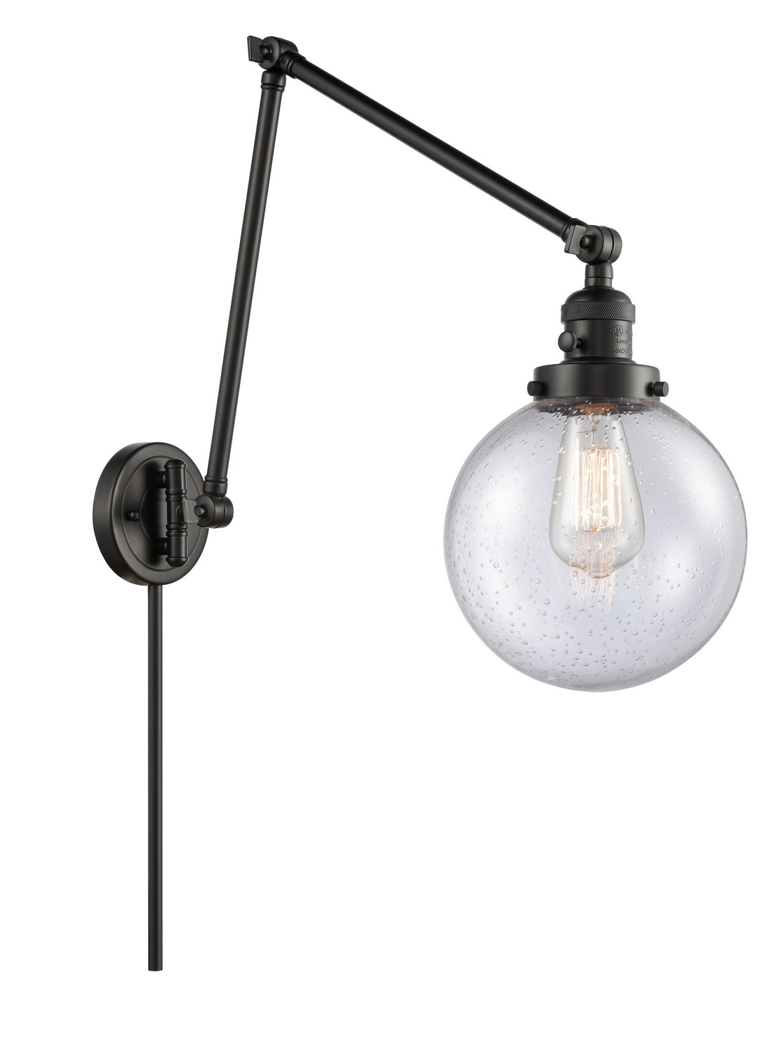 LED Swing Arm by Innovations - Franklin Restoration Collection, Matte Black Finish - 238-BK-G204-8-LED