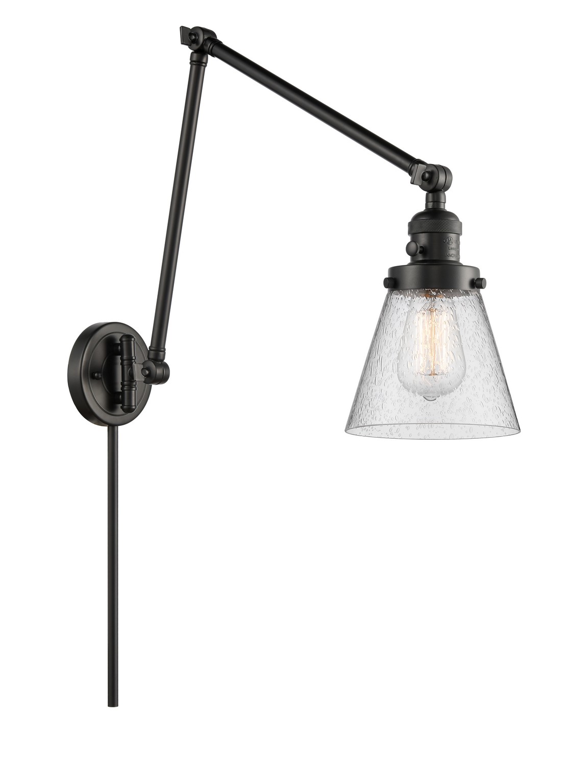 LED Swing Arm by Innovations - Franklin Restoration Collection, Matte Black Finish - 238-BK-G64-LED