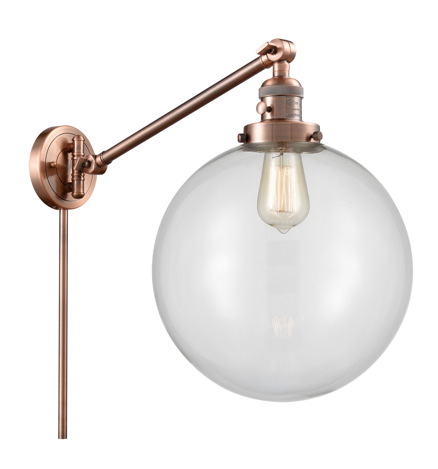 LED Swing Arm by Innovations - Franklin Restoration Collection, Antique Copper Finish - 237-AC-G202-12-LED