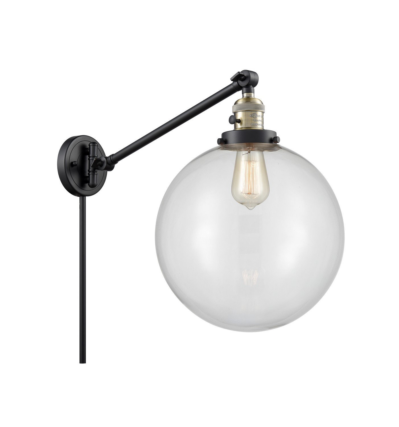 LED Swing Arm by Innovations - Franklin Restoration Collection, Black Antique Brass Finish - 237-BAB-G202-12-LED