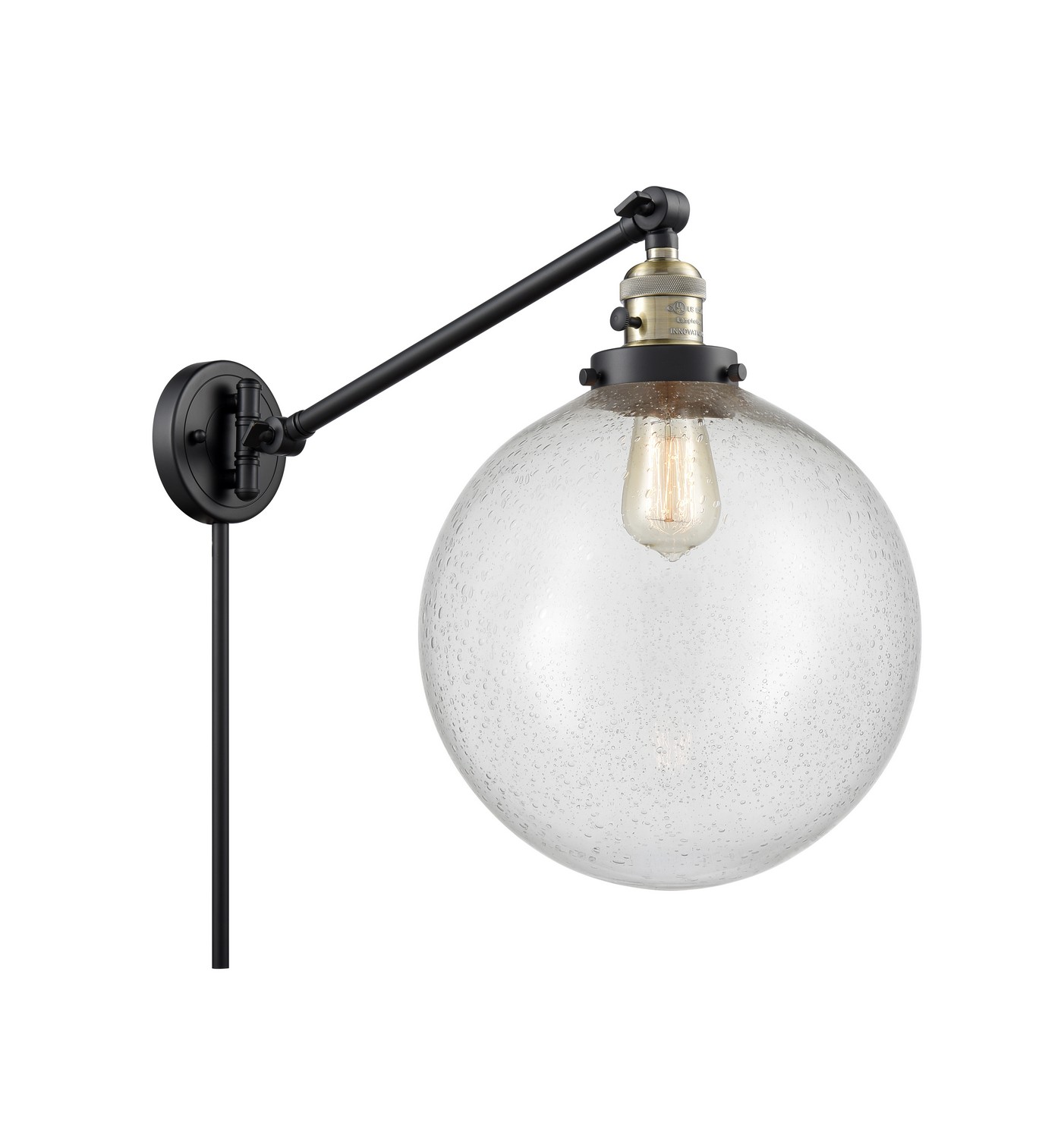 LED Swing Arm by Innovations - Franklin Restoration Collection, Black Antique Brass Finish - 237-BAB-G204-12-LED