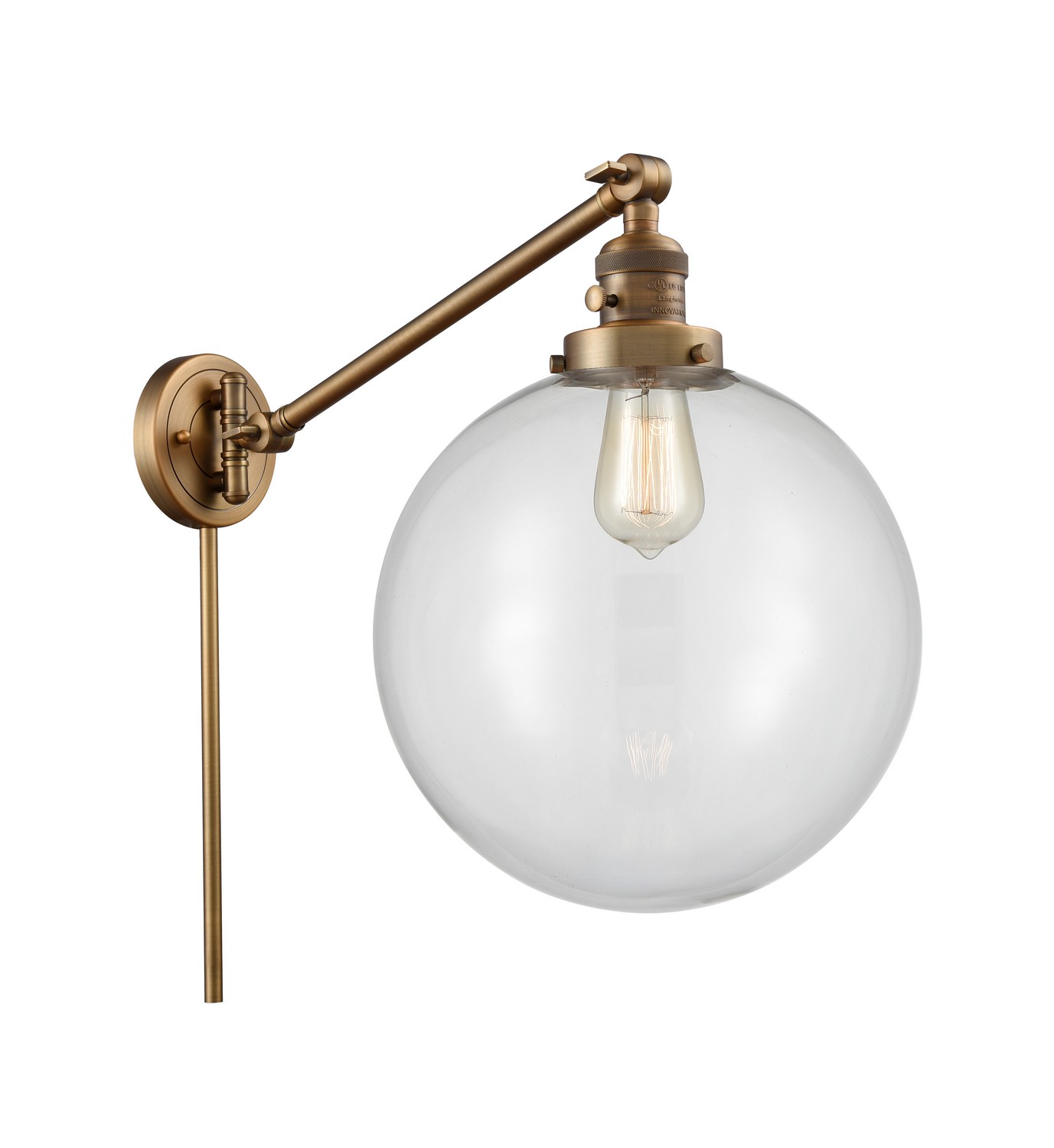LED Swing Arm by Innovations - Franklin Restoration Collection, Brushed Brass Finish - 237-BB-G202-12-LED