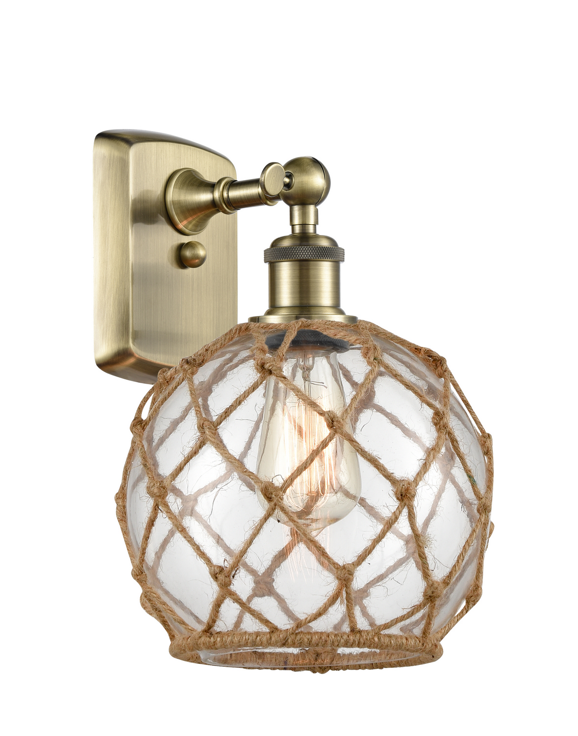 One Light Wall Sconce by Innovations - Ballston Collection, Antique Brass Finish - 516-1W-AB-G122-8RB