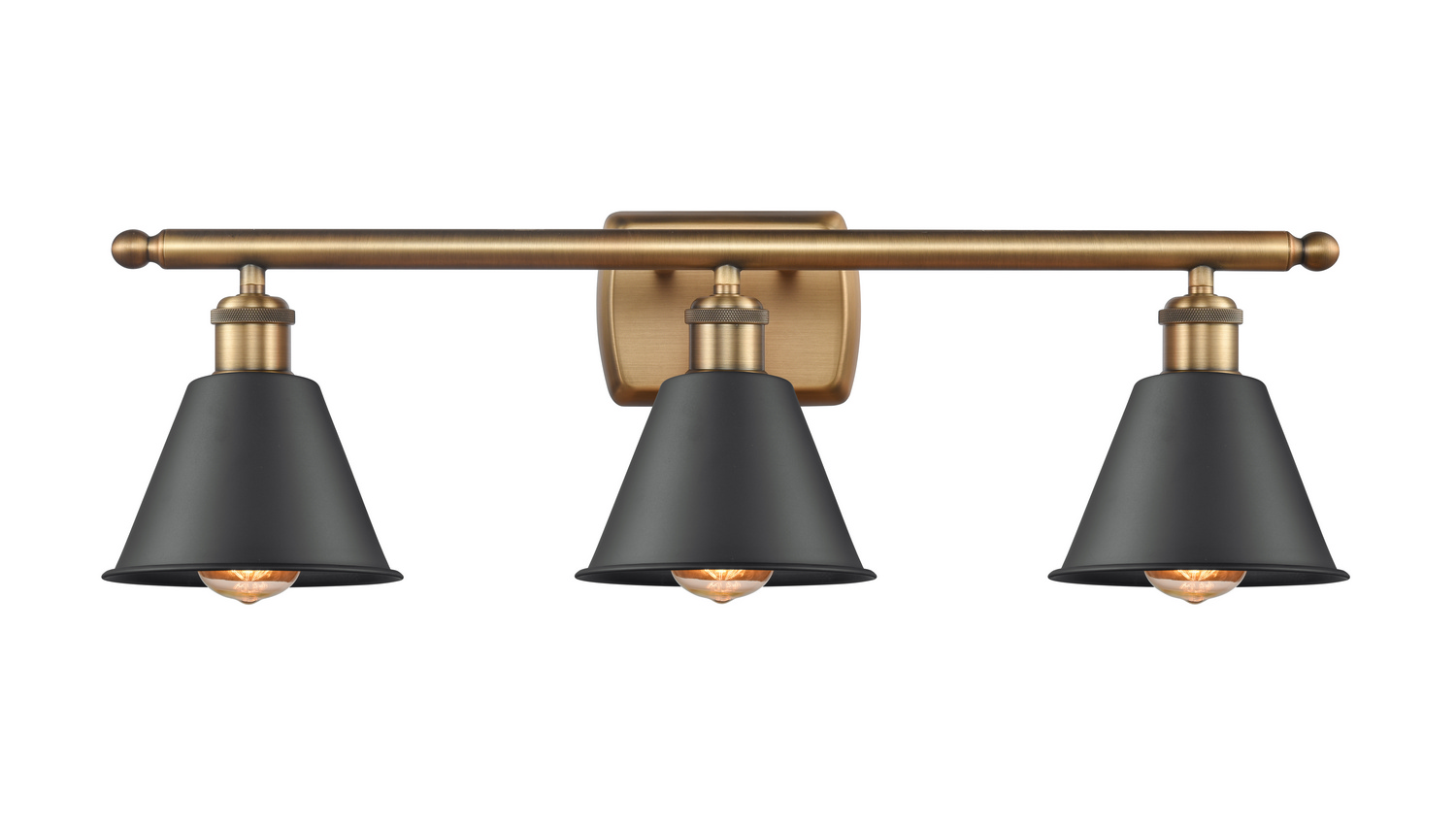 Three Light Bath Vanity by Innovations - Ballston Collection, Brushed Brass Finish - 516-3W-BB-M8