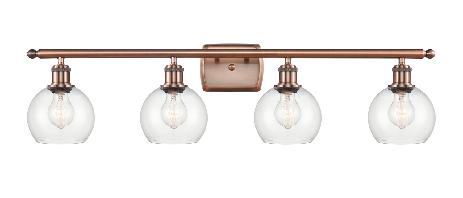 Four Light Bath Vanity by Innovations - Ballston Collection, Antique Copper Finish - 516-4W-AC-G122-6