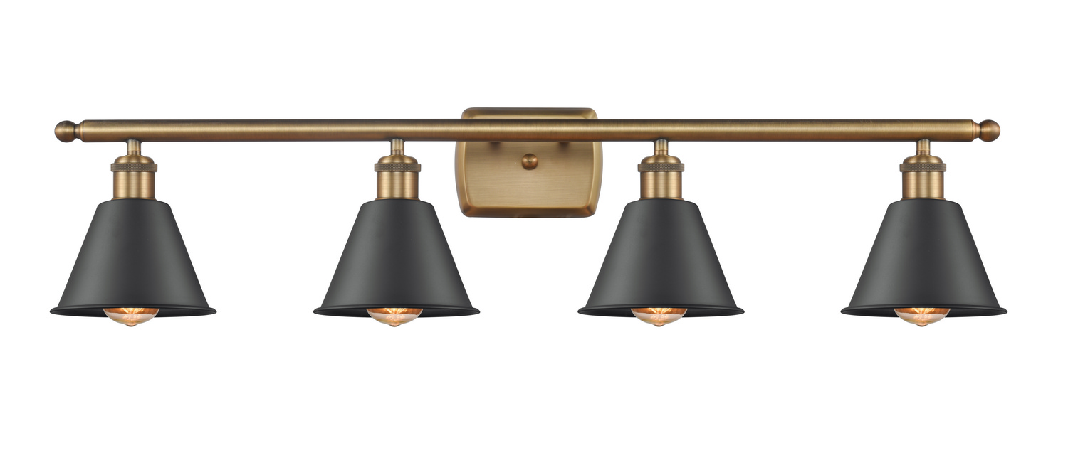 Four Light Bath Vanity by Innovations - Ballston Collection, Brushed Brass Finish - 516-4W-BB-M8