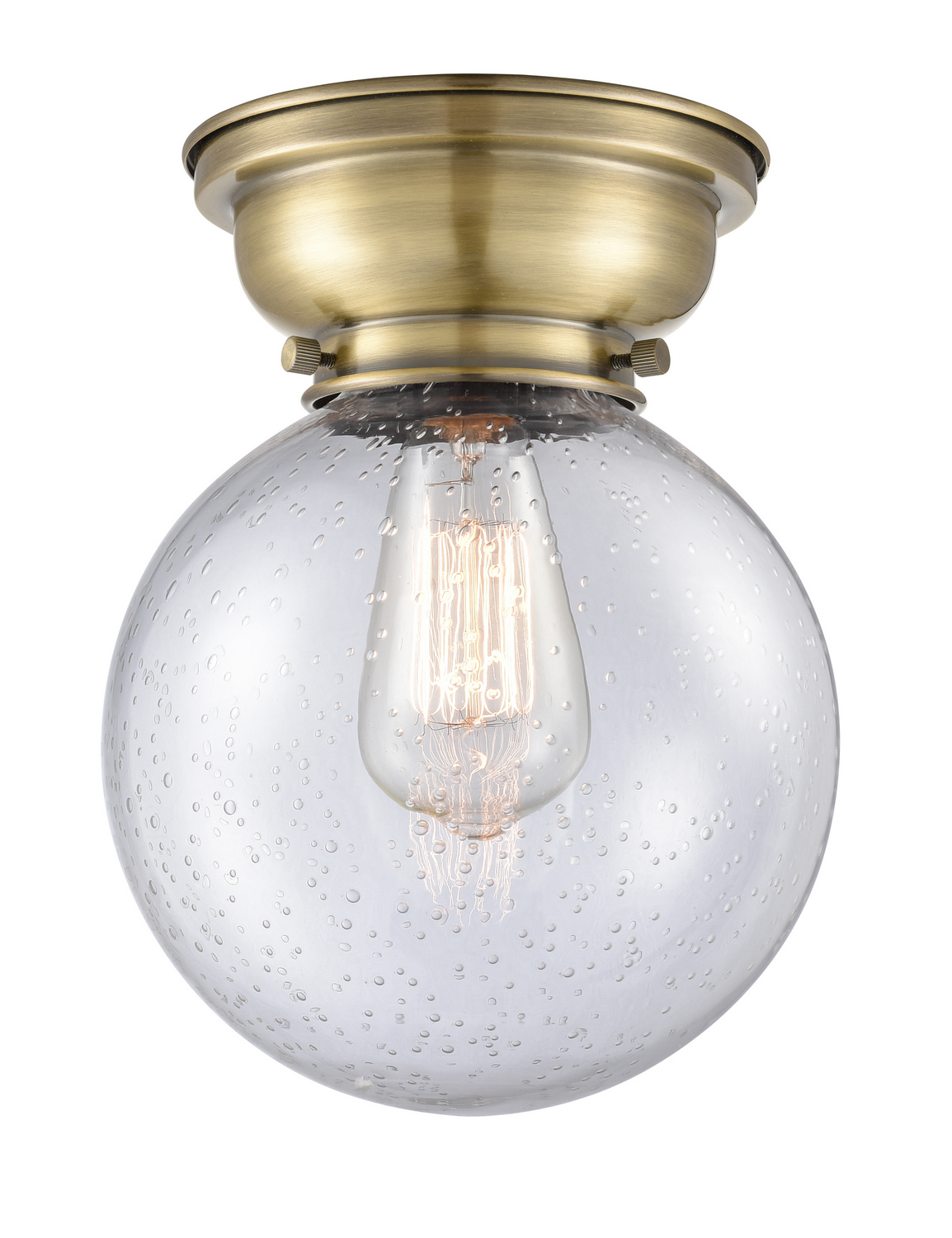 LED Flush Mount by Innovations - Franklin Restoration Collection, Antique Brass Finish - 623-1F-AB-G204-8-LED