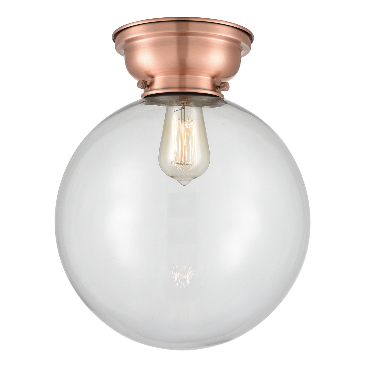 One Light Flush Mount by Innovations - Franklin Restoration Collection, Antique Copper Finish - 623-1F-AC-G202-12