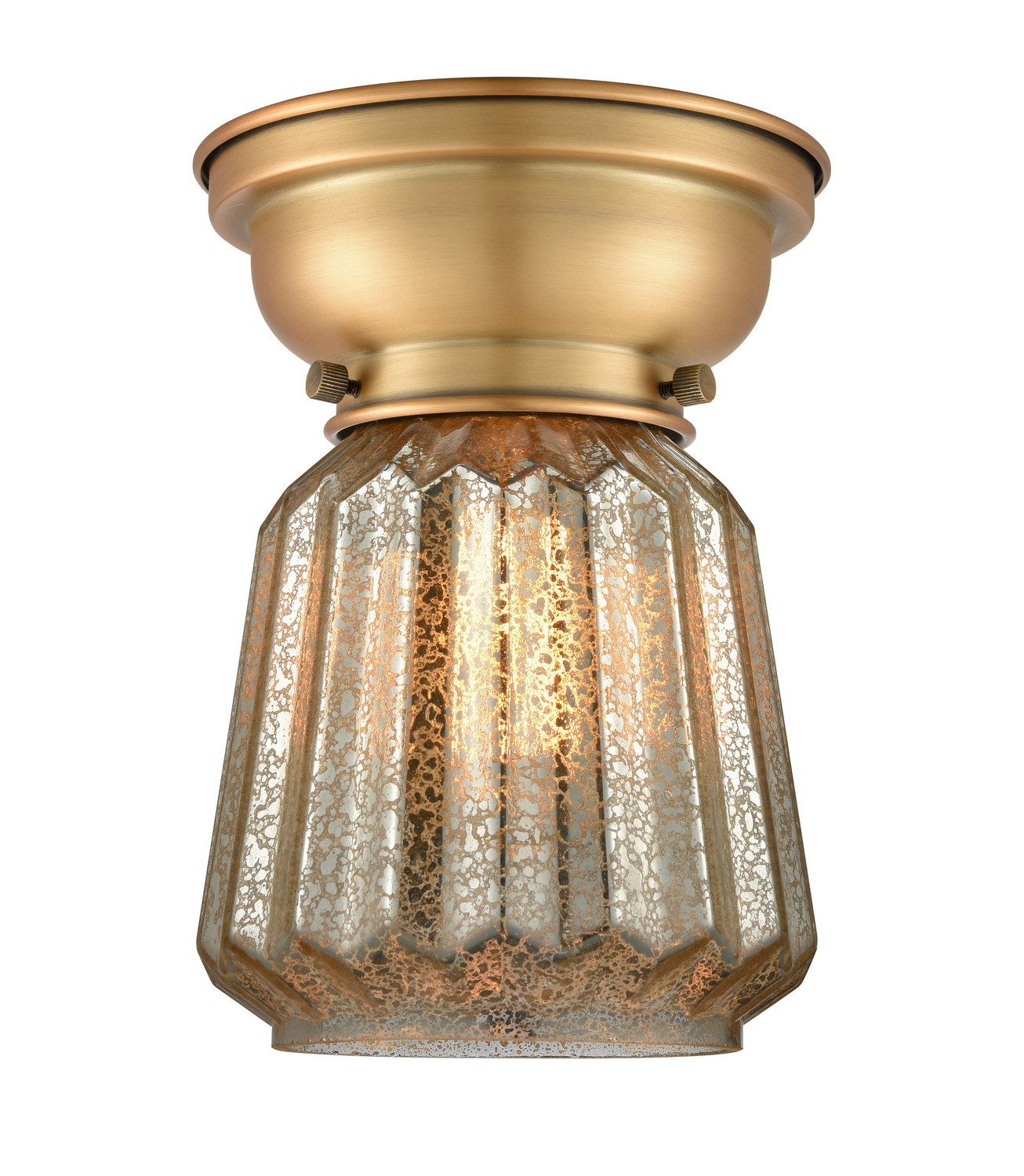 One Light Flush Mount by Innovations - Franklin Restoration Collection, Brushed Brass Finish - 623-1F-BB-G146