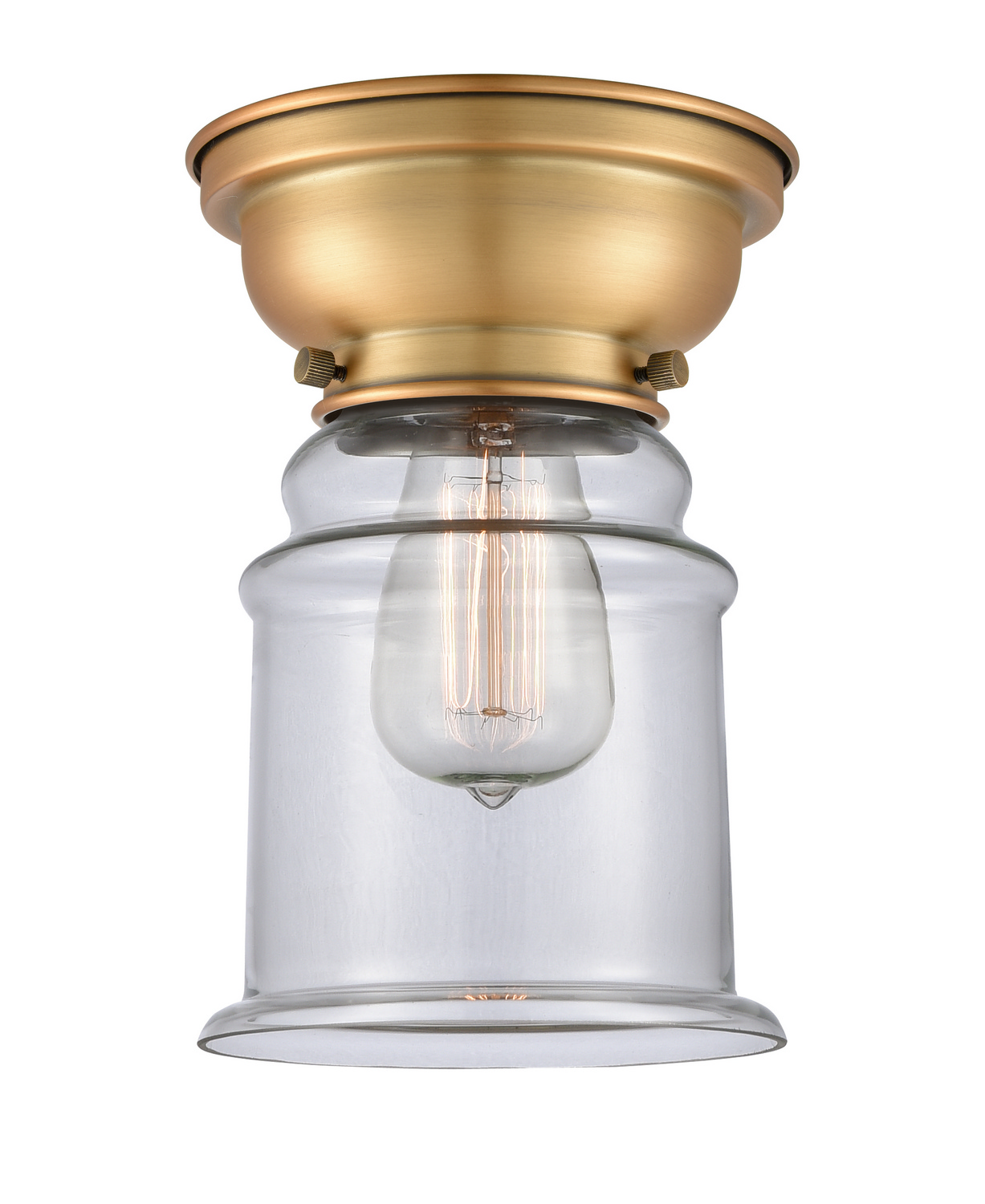 One Light Flush Mount by Innovations - Franklin Restoration Collection, Brushed Brass Finish - 623-1F-BB-G182