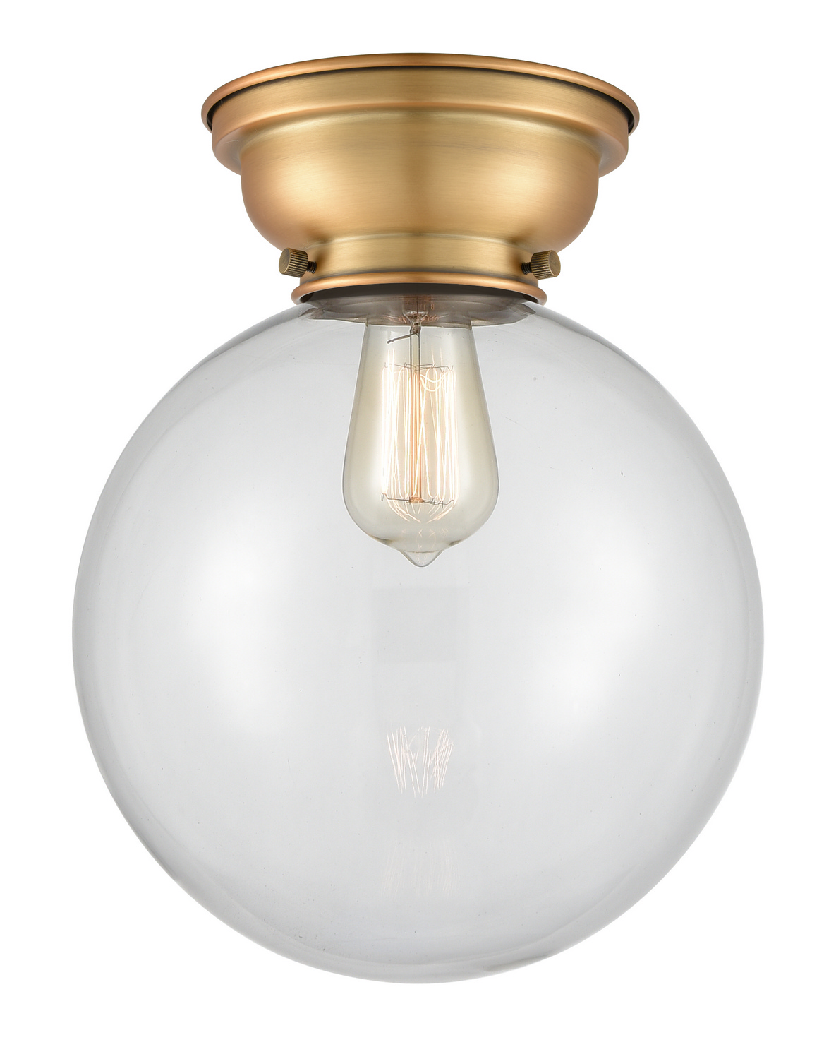 One Light Flush Mount by Innovations - Franklin Restoration Collection, Brushed Brass Finish - 623-1F-BB-G202-10