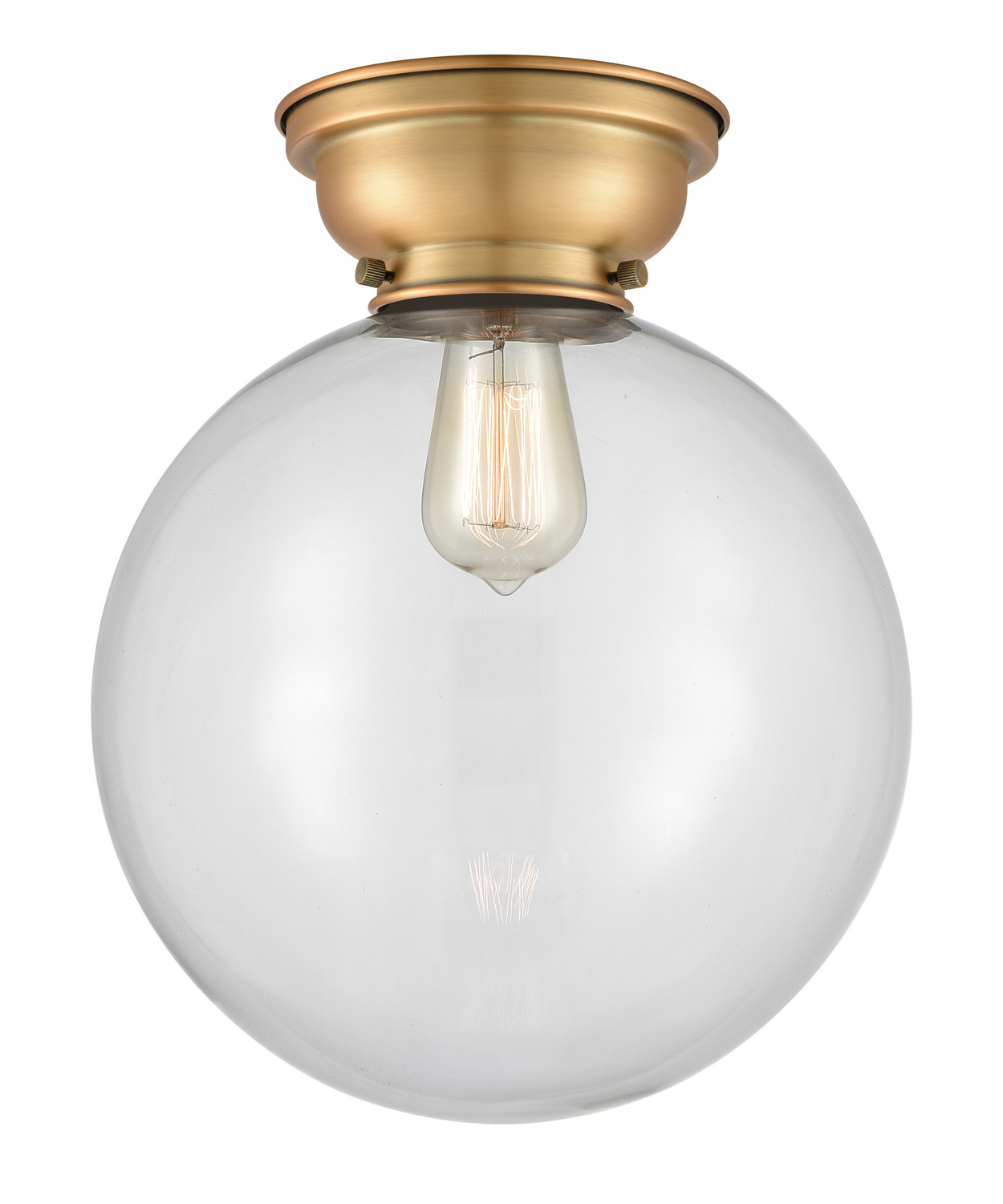One Light Flush Mount by Innovations - Franklin Restoration Collection, Brushed Brass Finish - 623-1F-BB-G202-12