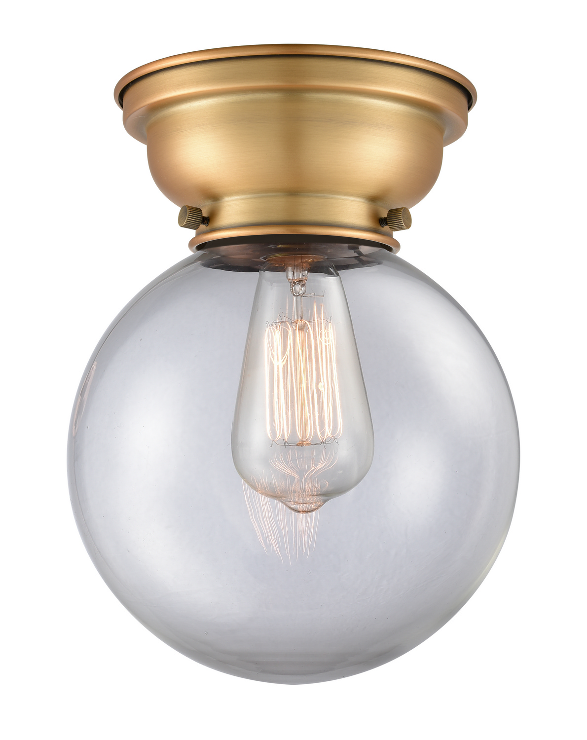 One Light Flush Mount by Innovations - Franklin Restoration Collection, Brushed Brass Finish - 623-1F-BB-G202-8